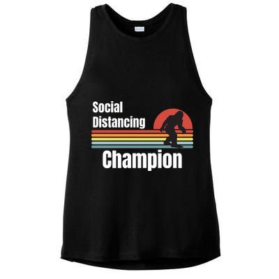 Funny Bigfoot I Was Social Distancing Before It Was Cool Ladies PosiCharge Tri-Blend Wicking Tank