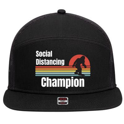 Funny Bigfoot I Was Social Distancing Before It Was Cool 7 Panel Mesh Trucker Snapback Hat
