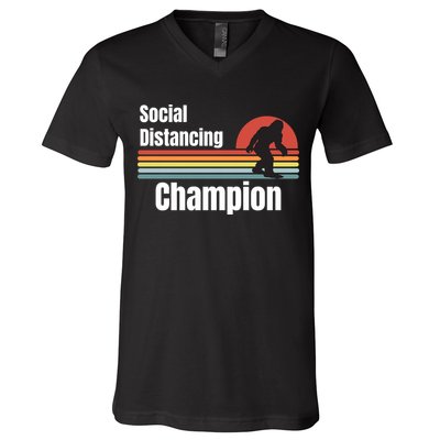 Funny Bigfoot I Was Social Distancing Before It Was Cool V-Neck T-Shirt