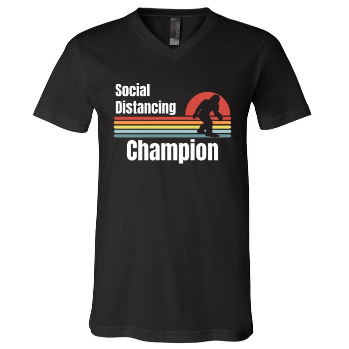 Funny Bigfoot I Was Social Distancing Before It Was Cool V-Neck T-Shirt