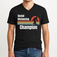 Funny Bigfoot I Was Social Distancing Before It Was Cool V-Neck T-Shirt