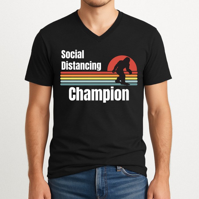 Funny Bigfoot I Was Social Distancing Before It Was Cool V-Neck T-Shirt