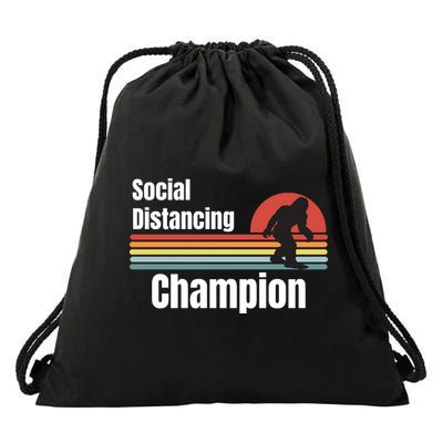 Funny Bigfoot I Was Social Distancing Before It Was Cool Drawstring Bag