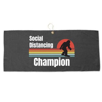 Funny Bigfoot I Was Social Distancing Before It Was Cool Large Microfiber Waffle Golf Towel