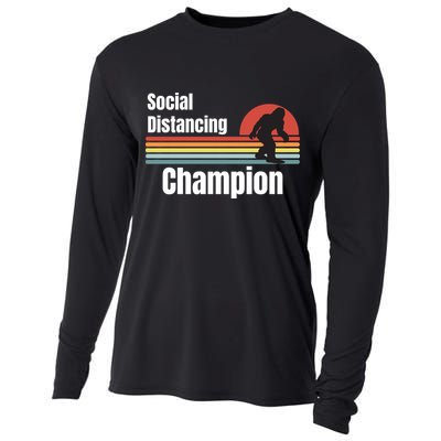 Funny Bigfoot I Was Social Distancing Before It Was Cool Cooling Performance Long Sleeve Crew