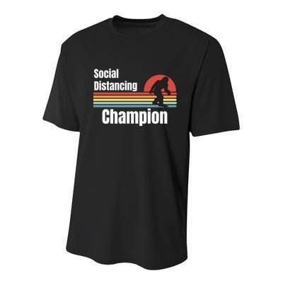 Funny Bigfoot I Was Social Distancing Before It Was Cool Youth Performance Sprint T-Shirt