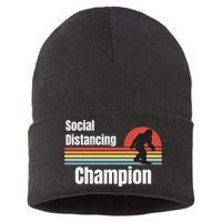 Funny Bigfoot I Was Social Distancing Before It Was Cool Sustainable Knit Beanie