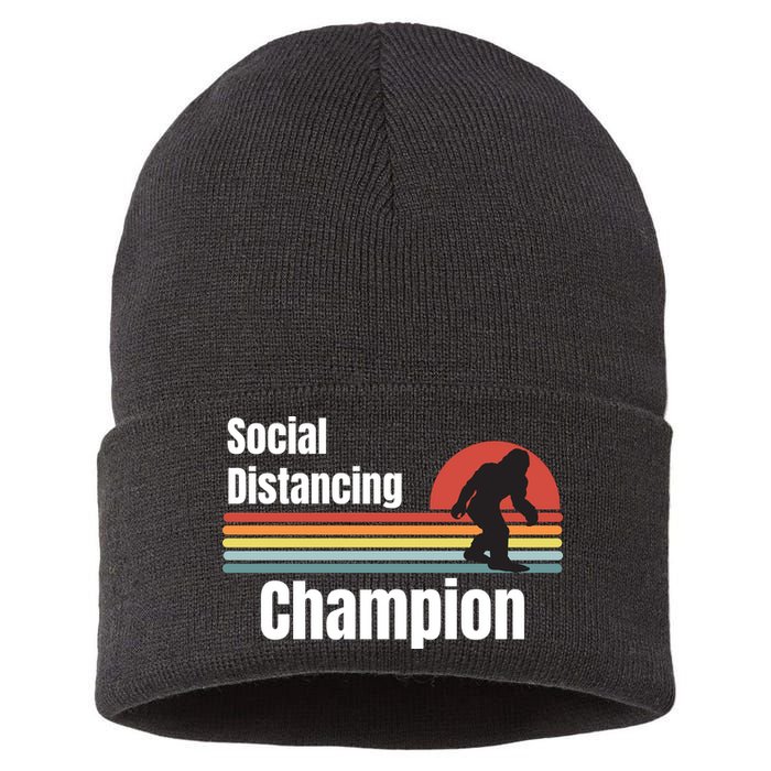 Funny Bigfoot I Was Social Distancing Before It Was Cool Sustainable Knit Beanie