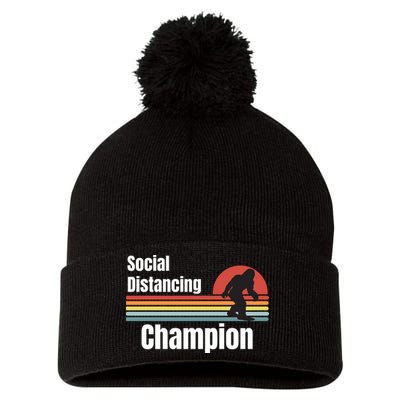 Funny Bigfoot I Was Social Distancing Before It Was Cool Pom Pom 12in Knit Beanie
