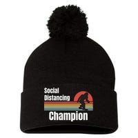 Funny Bigfoot I Was Social Distancing Before It Was Cool Pom Pom 12in Knit Beanie