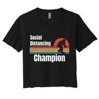 Funny Bigfoot I Was Social Distancing Before It Was Cool Women's Crop Top Tee