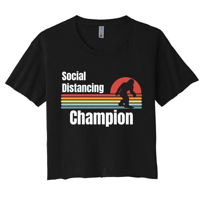 Funny Bigfoot I Was Social Distancing Before It Was Cool Women's Crop Top Tee