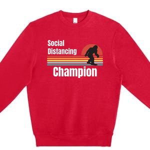 Funny Bigfoot I Was Social Distancing Before It Was Cool Premium Crewneck Sweatshirt