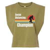 Funny Bigfoot I Was Social Distancing Before It Was Cool Garment-Dyed Women's Muscle Tee