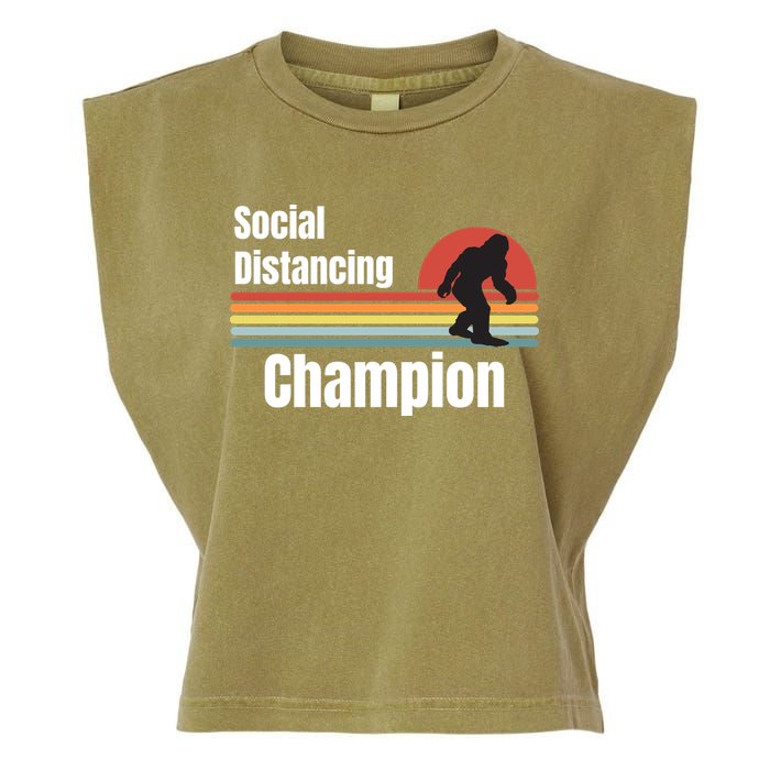 Funny Bigfoot I Was Social Distancing Before It Was Cool Garment-Dyed Women's Muscle Tee