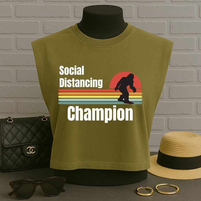 Funny Bigfoot I Was Social Distancing Before It Was Cool Garment-Dyed Women's Muscle Tee