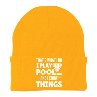 Funny Billiard I Play Pool And I Know Things Players Stick Gift Knit Cap Winter Beanie