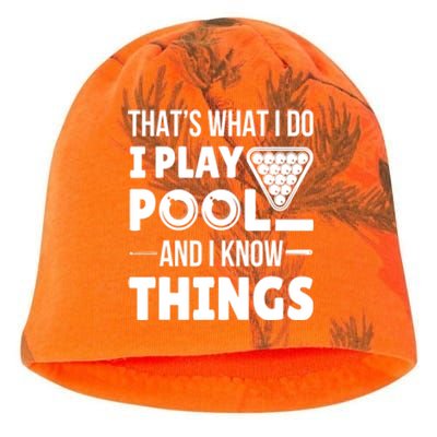 Funny Billiard I Play Pool And I Know Things Players Stick Gift Kati - Camo Knit Beanie