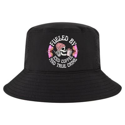 Fueled By Iced Coffee And True Crime Funny Coffee Lovers Cool Comfort Performance Bucket Hat