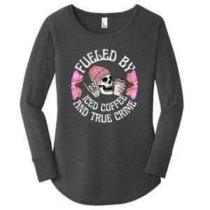 Fueled By Iced Coffee And True Crime Funny Coffee Lovers Women's Perfect Tri Tunic Long Sleeve Shirt