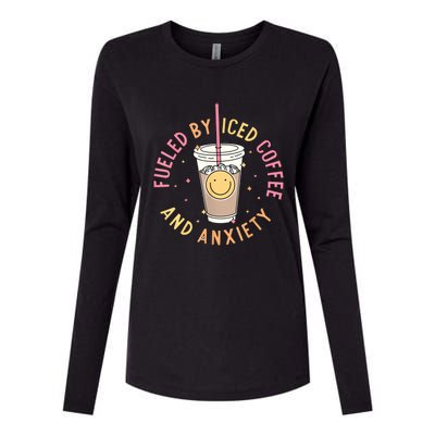 Fueled By Iced Coffee And Anxiety Mental Health Awareness Womens Cotton Relaxed Long Sleeve T-Shirt