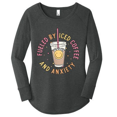 Fueled By Iced Coffee And Anxiety Mental Health Awareness Women's Perfect Tri Tunic Long Sleeve Shirt