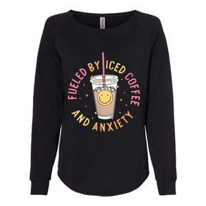 Fueled By Iced Coffee And Anxiety Mental Health Awareness Womens California Wash Sweatshirt