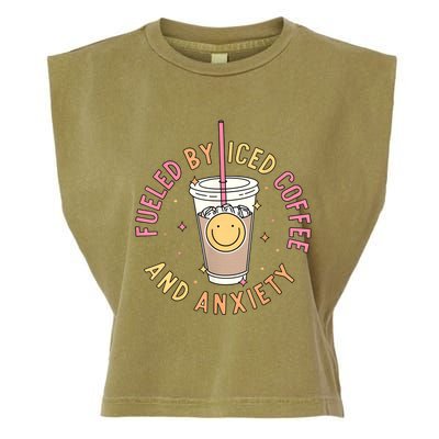 Fueled By Iced Coffee And Anxiety Mental Health Awareness Garment-Dyed Women's Muscle Tee