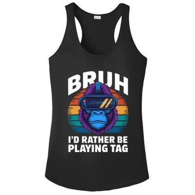 Funny Bruh I Rather Be Playing Tag Gamer Gorilla Ladies PosiCharge Competitor Racerback Tank