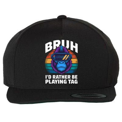 Funny Bruh I Rather Be Playing Tag Gamer Gorilla Wool Snapback Cap