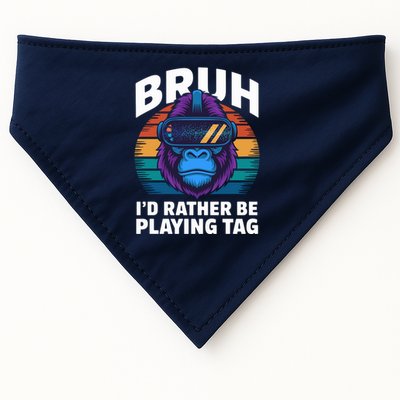 Funny Bruh I Rather Be Playing Tag Gamer Gorilla USA-Made Doggie Bandana