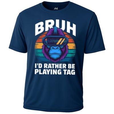 Funny Bruh I Rather Be Playing Tag Gamer Gorilla Performance Shirt