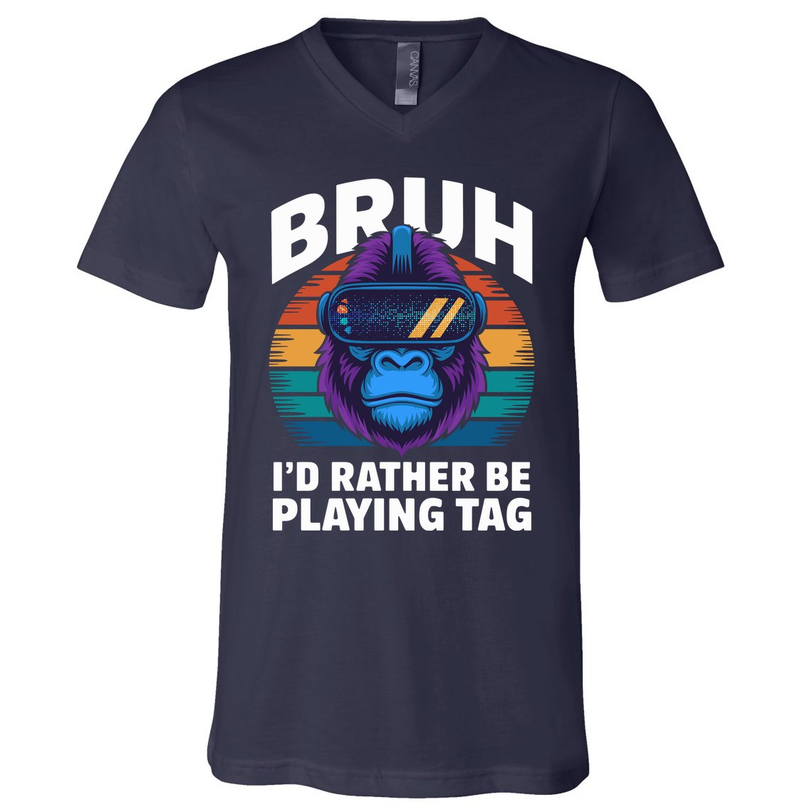 Funny Bruh I Rather Be Playing Tag Gamer Gorilla V-Neck T-Shirt