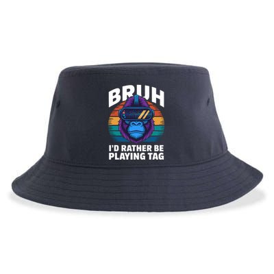 Funny Bruh I Rather Be Playing Tag Gamer Gorilla Sustainable Bucket Hat