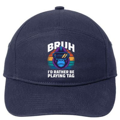 Funny Bruh I Rather Be Playing Tag Gamer Gorilla 7-Panel Snapback Hat