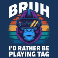 Funny Bruh I Rather Be Playing Tag Gamer Gorilla 7-Panel Snapback Hat