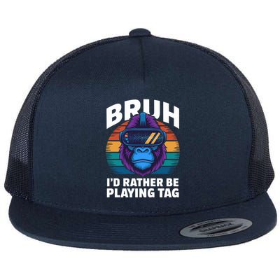 Funny Bruh I Rather Be Playing Tag Gamer Gorilla Flatbill Hat