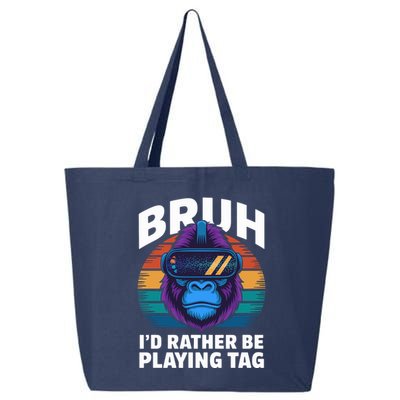 Funny Bruh I Rather Be Playing Tag Gamer Gorilla 25L Jumbo Tote