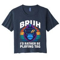 Funny Bruh I Rather Be Playing Tag Gamer Gorilla Crop Top