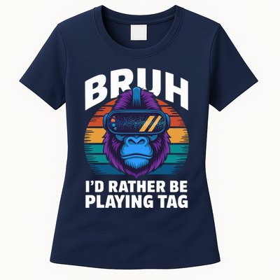 Funny Bruh I Rather Be Playing Tag Gamer Gorilla Womens T-Shirt