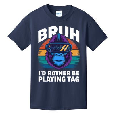 Funny Bruh I Rather Be Playing Tag Gamer Gorilla Kids T-Shirt