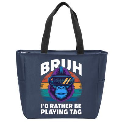 Funny Bruh I Rather Be Playing Tag Gamer Gorilla Zip Tote Bag