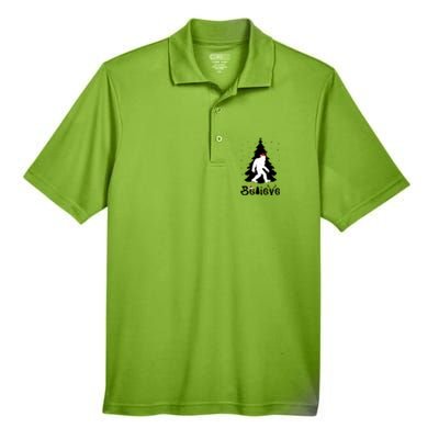 Funny Believe In Sasquatch Christmas Men's Origin Performance Piqué Polo