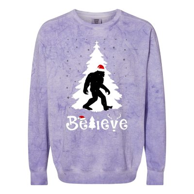 Funny Believe In Sasquatch Christmas Colorblast Crewneck Sweatshirt