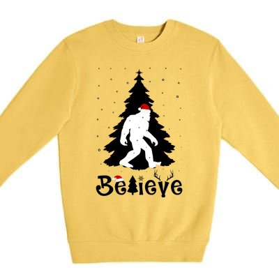 Funny Believe In Sasquatch Christmas Premium Crewneck Sweatshirt