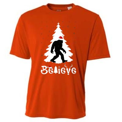 Funny Believe In Sasquatch Christmas Cooling Performance Crew T-Shirt