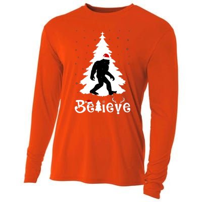 Funny Believe In Sasquatch Christmas Cooling Performance Long Sleeve Crew