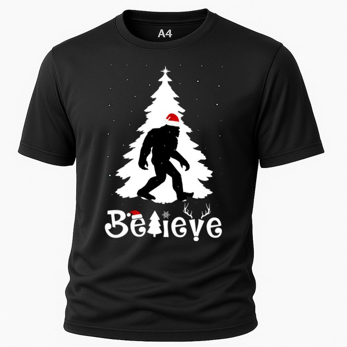 Funny Believe In Sasquatch Christmas Cooling Performance Crew T-Shirt