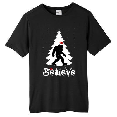 Funny Believe In Sasquatch Christmas Tall Fusion ChromaSoft Performance T-Shirt