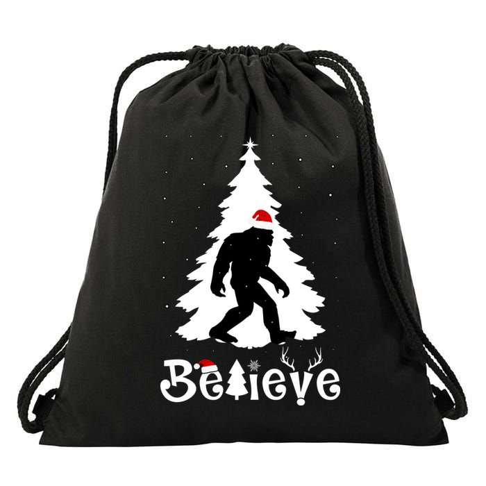 Funny Believe In Sasquatch Christmas Drawstring Bag
